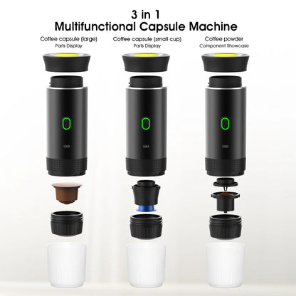 3-In-1 Capsule Coffee Maker Small Wireless Heating for Home Camping Travel Coffee Machine USB Portable Electric Espresso Machine
