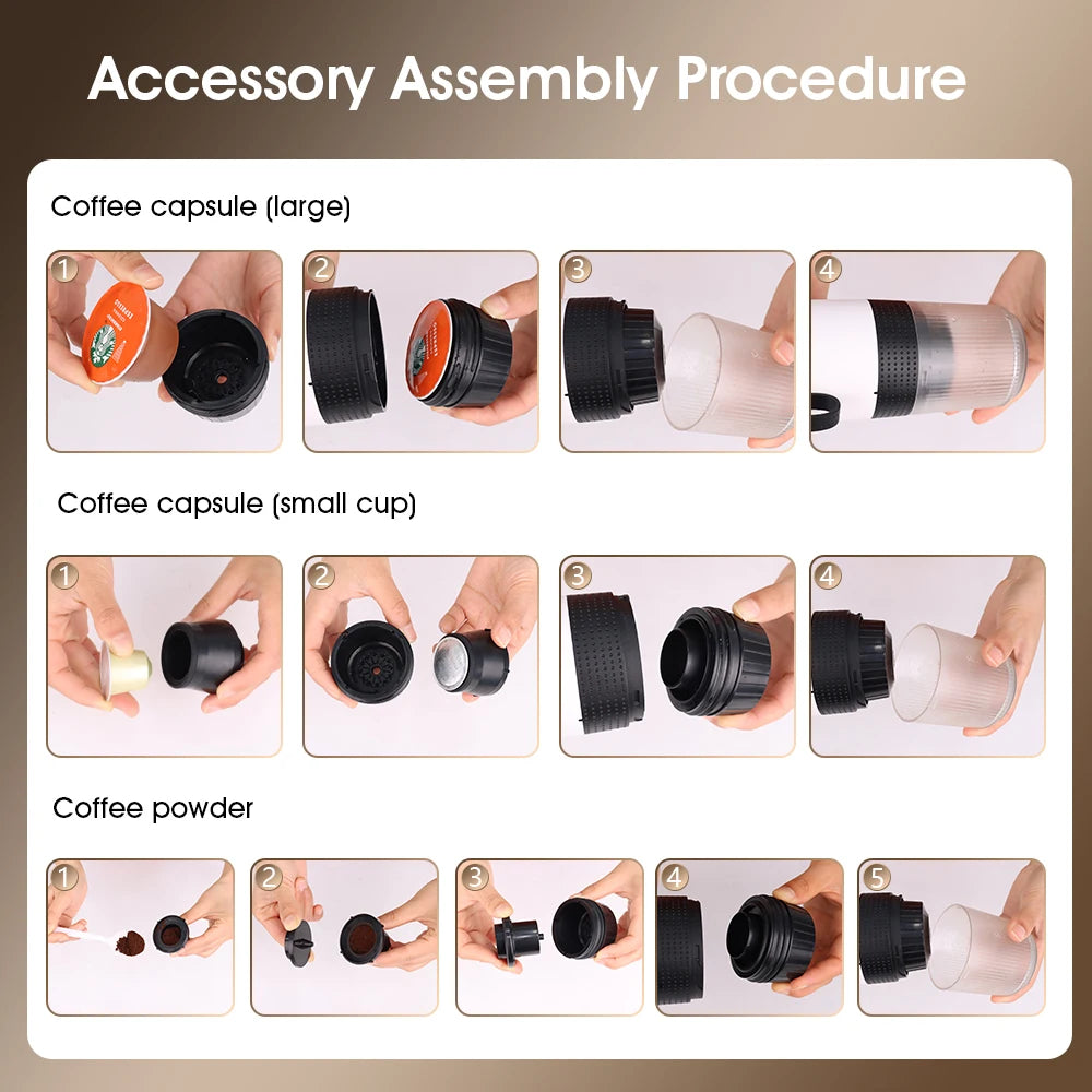 3-In-1 Capsule Coffee Maker Small Wireless Heating for Home Camping Travel Coffee Machine USB Portable Electric Espresso Machine